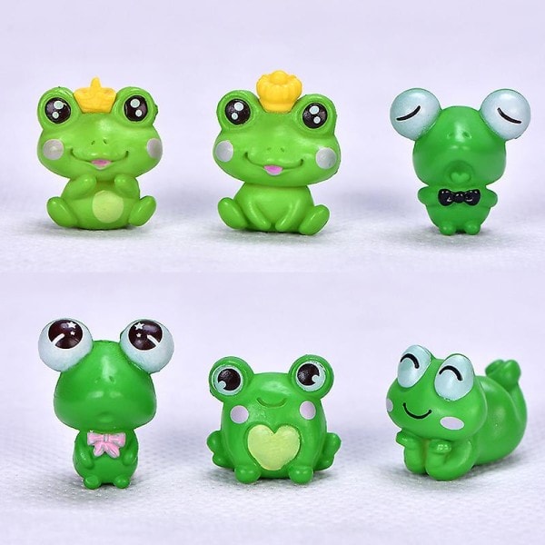 IC Mini Djurfigur Set med 6 Groda Miniatyr Modell Dekoration Lekset Mikro-landskap