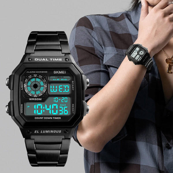IC Herr Quartz Digital Ur 50m Vandtæt Army Grøn Armbåndsur
