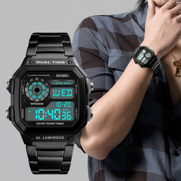 IC Herr Quartz Digital Watches 50m Vattentät Army Green Armbandsur