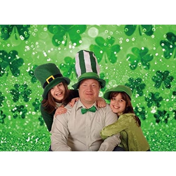 IC 7x5ft Glad St. Patrick's Day Bakgrunn Vår Bokeh paljetter Lucky Green Shamrock Fotografi Bakgrunn for barn Familie Irländsk festival Firande