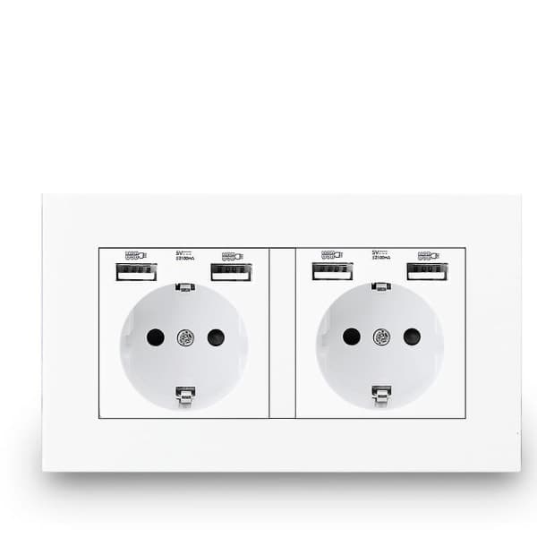 IC CNE 16a USB strøm - dobbelt ram vægkontakt