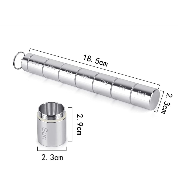 IC 7-dagars delad pillerlåda i aluminiumlegering, svart