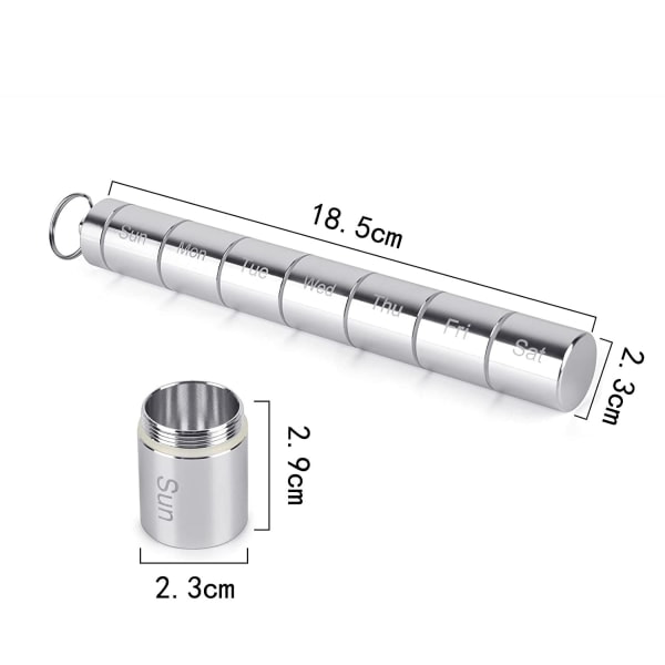 IC 7-dages pilleboks i aluminiumlegering, sort