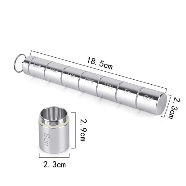Pilleboks i aluminiumlegering, 7 dager, svart