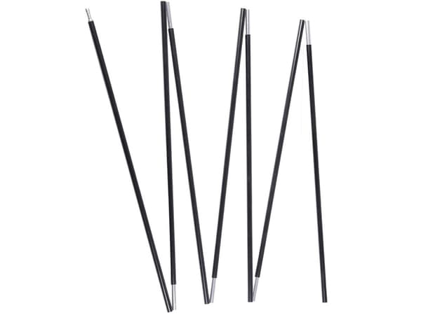 Vikbart tältstångsset, glasfiber och metall 6-segments tältstödstänger för campingtält, 340 cm svart, 2-pack