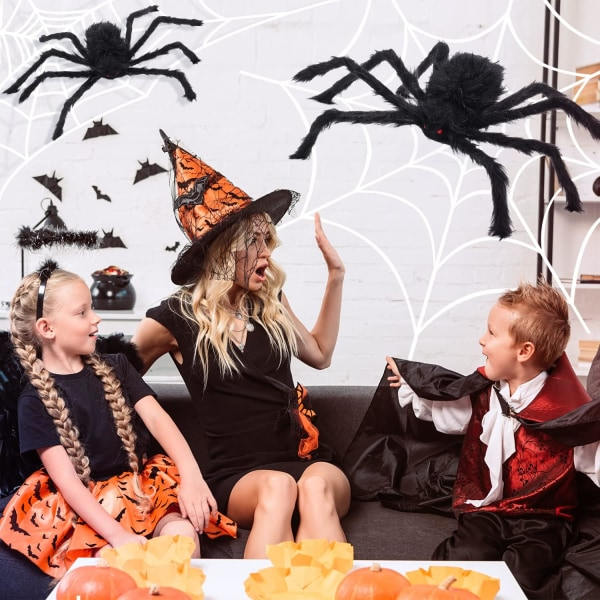 IC 6-osainen Halloween-hämähäkkikoriste, jättihämähäkki punaisin silmin, Halloween sisä- ja ulkotilojen juhlat, piha, nurmikko, puutarha