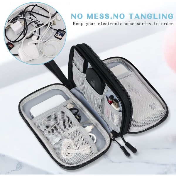 IC Elektronisk arrangør, reisekabel arrangør Etui Elektroniske tilbehør Case Bærbar Vanntett dobbel svart
