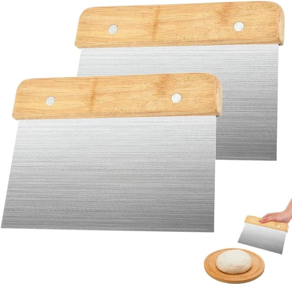 2 Dejskrabere - Rustfrit Stål, Pizza- & Kageskraber, Bagespatel - til Køkken - 15*11 cm