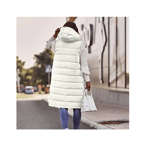 Kvinnors dunväst Vinter lang varm jacka med huva Quiltad kappa-Storlek Value XL
