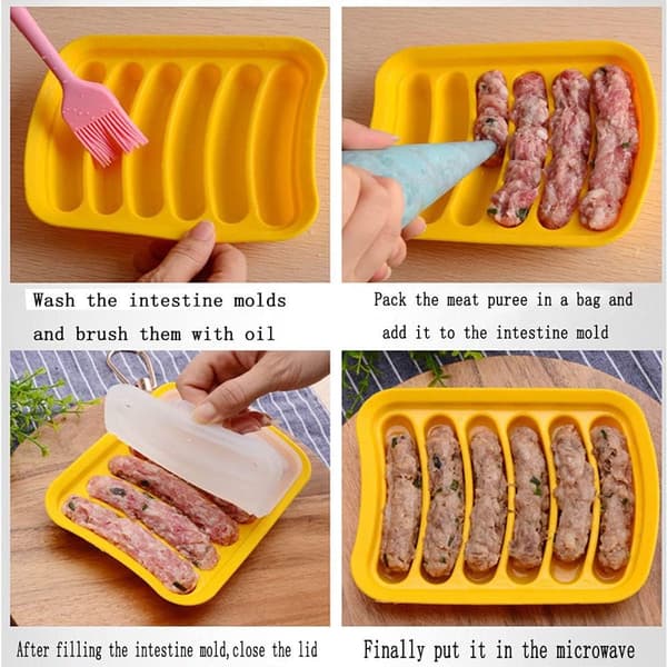 2 pølseforme - Silikone pølseform med låg - til bagning, grillning - 17,5*13,5*3,5 cm - Orange & Gul