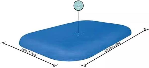 Rektangulärt poolskydd, PE-överdrag med rep, damm- och solskydd, vindtät design för rektangulära pooler, blå, 305 x 183 cm