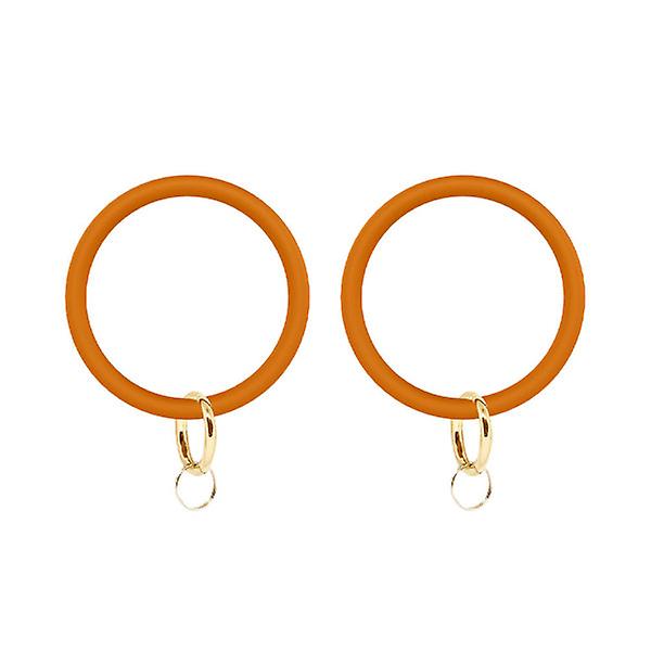 2 st Silikonarmband Stort cirkelarmband Armband Nyckelring Ring Nyckelhänge Tillbehör för kvinnor Dam (orange) Orange IC