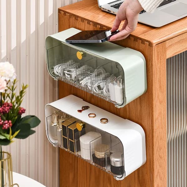 Sock Wall Mounted Box Multifunctional Transparent 6 Cell Underwear Organizer Hanging Storage Box White 1.4 1.4
