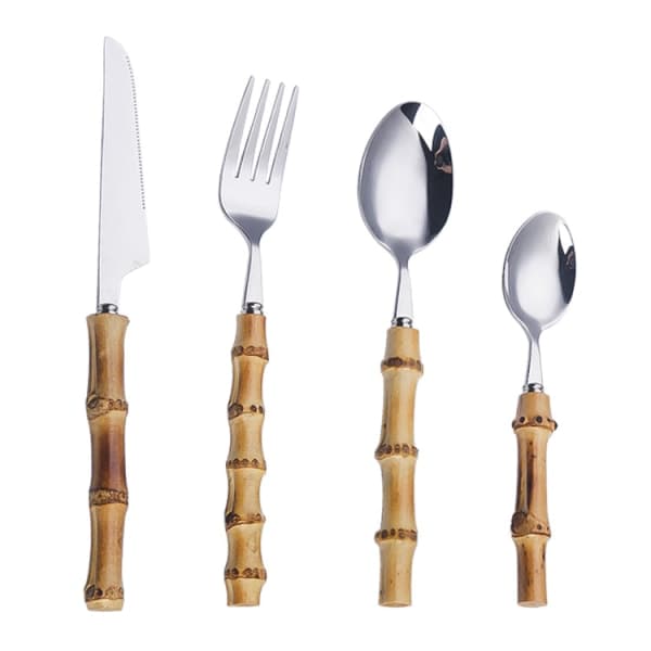 IC Sølvsett Bambu Kreativt Håndtak Design Bestikk 16 stk Rustfritt Stål Bestikk Wester