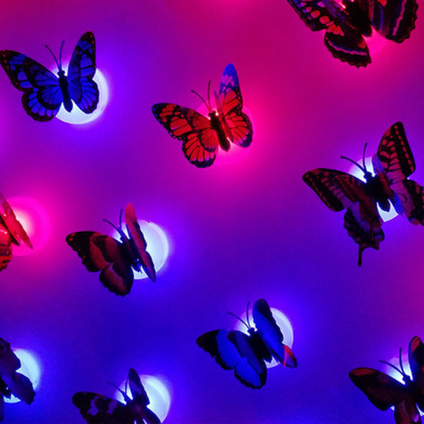 IC Självlysande fjäril Färgglad LED-lampa Nattljus Väggdekor färgstark 10st