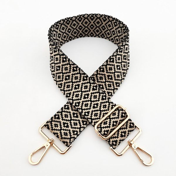 IC Axelremmar, 5 cm breda, justerbara, broderade bomullsband Svart