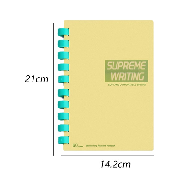 IG Spiral Anteckningsbok, 260 x 180 mm B5 Mjuk Gummiring Anteckningsbok Kanariegul