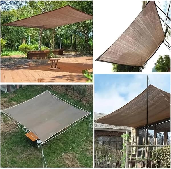 Solskyddsduk med UV-skydd, hållbart utomhusskuggnät för trädgård, camping, picknick och poolområde, brun, 3 x 4 m