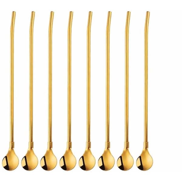 IC 8-pack återanvändbara sugrör i rostfritt stål, cocktail (21,5 cm)
