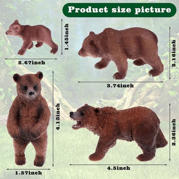 IC Grizzly Bear -lelufiguurit, metsäeläinten perheen figuurit