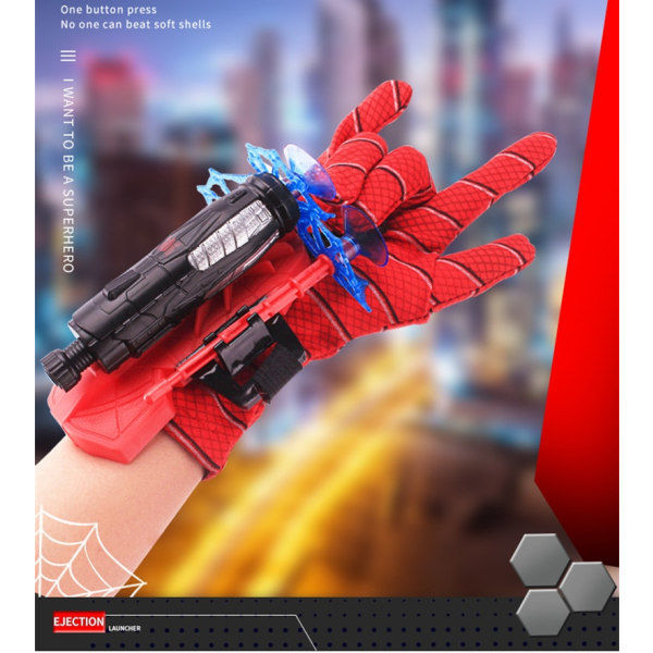IC Marvel Spider-Man Cosplay Handske Legetøj Z 1*emitter, 3pcs kugler, 1*handsker