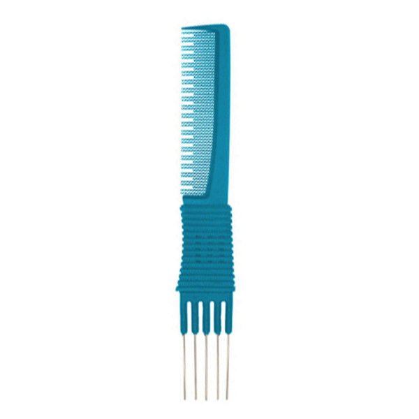 Kolfiberkam med 5 antistatiska stålsvanskammar för kvinnor och män hår, mindre statisk kolfiberkam, stålnålskam, blå