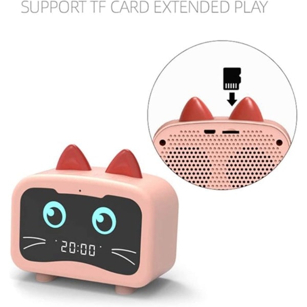 Hi-Fi badrumshögtalare Bärbar Bluetooth 5.0-högtalare med laddningskabel, inbyggt batteri - Rosa katt