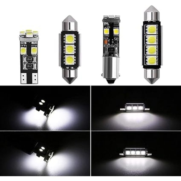IC LED-pærer 6000-8000K 12V Pærer Hvide Mini Indvendige Lys Bil Nummerplade Lys Sæt 21 Dele