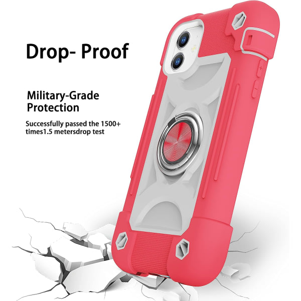 IC iPhone 14pro max etui 6,1 tum med 360° roterende ringstativ, faldbeskyttelse af militærklasse i hele kroppen Robust kraftigt etui 3 i 5 cover