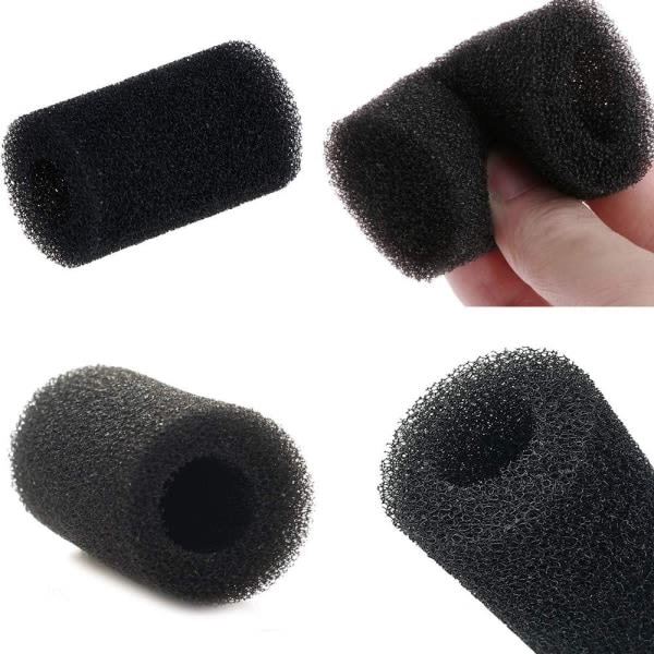 IC 10 stk forfilter svamp for akvarium, 60*10 mm, biokjemisk filtersvamp for å forhindre reker, småfisk, smådyr, svart