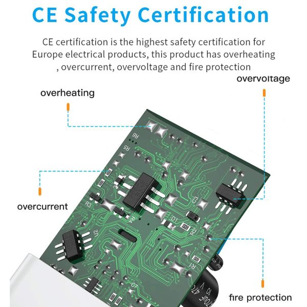 IC USB-lader, 15 W USB-strømadapter, USB-kontakt for White With iPhone-kabel
