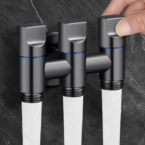 Triple Outlet Valve - Electroplated Stainless Steel Grey Grey Grå