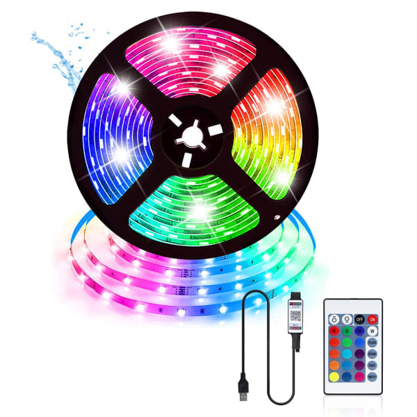5m RGB LED-remsa USB LED-remsa LED-ljus LED-remsa, LED-belysning LED-dekoration 5050 LED med IR-fjärrkontroll EU EU-kontakt