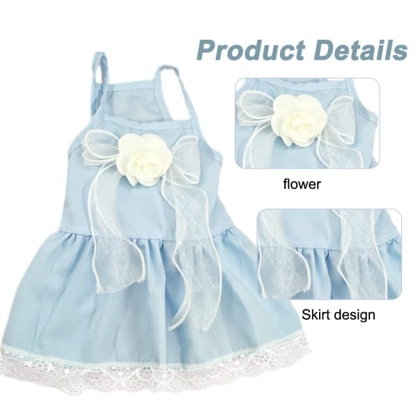 IC Princess Hundklänning Rosett Dekor Söt Husdjursklänning för Kitty Kitten Large