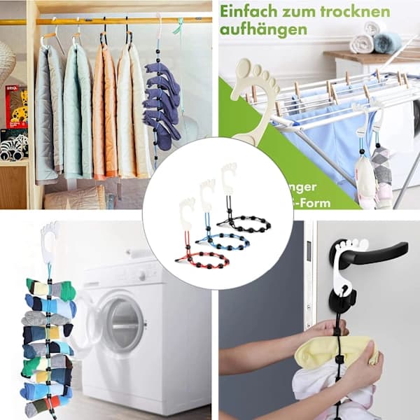 Hanging Bag Socks Storage - Hanging Without Drilling - Hanging Storage - Organizer - Retractable Clothesline with Clothespins -