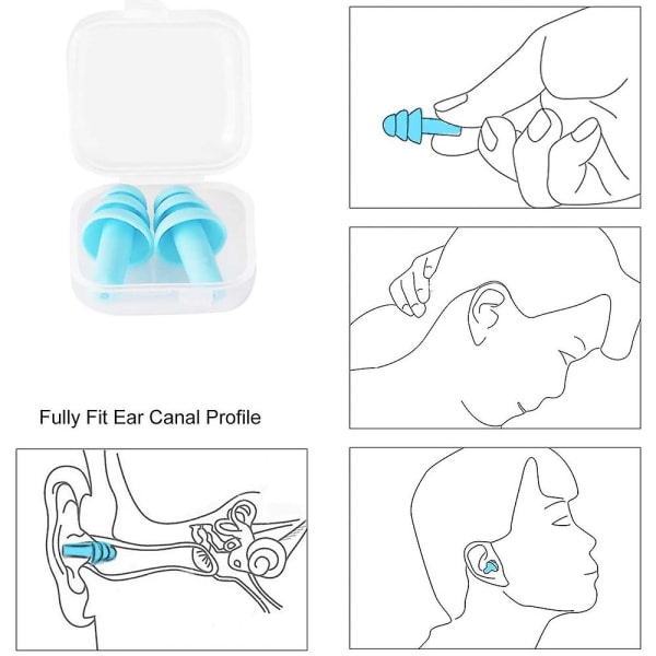 5 par öronproppar för barn Brusreducerande Återanvändbara öronproppar Blå