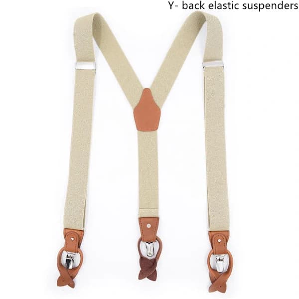 Engros Herre Bukseholdere 3,5 cm Bredde 6 Clips Dobbelt Anvendelse Brun Elastisk Justerbar Knap Seler Grå gitter 03 Gray grid 03