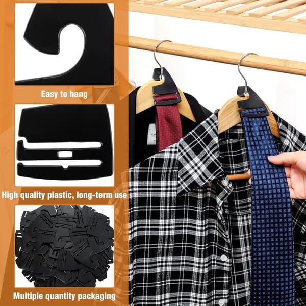 100 Slipseholdere - Sort Plastik - 7x5cm - Til Garderobe & Butik