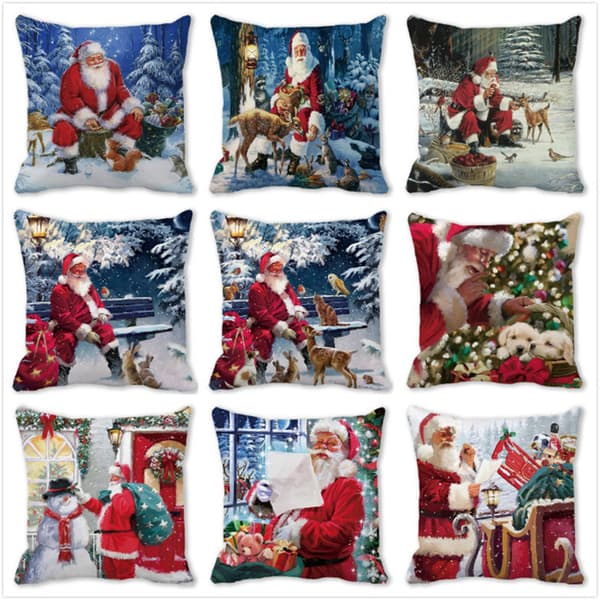 Glædelig Jul hjemmedekorations sofa puder pude D