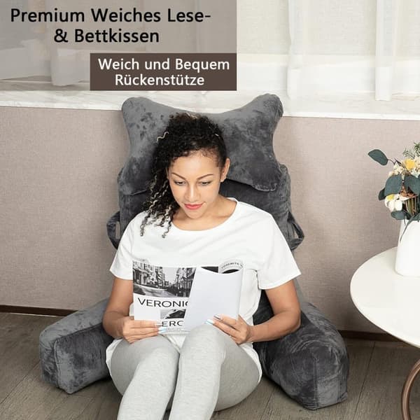 Extra Stor Ryggkudde med Armstöd – Läs- och Sittkudde för Säng & Soffa Black