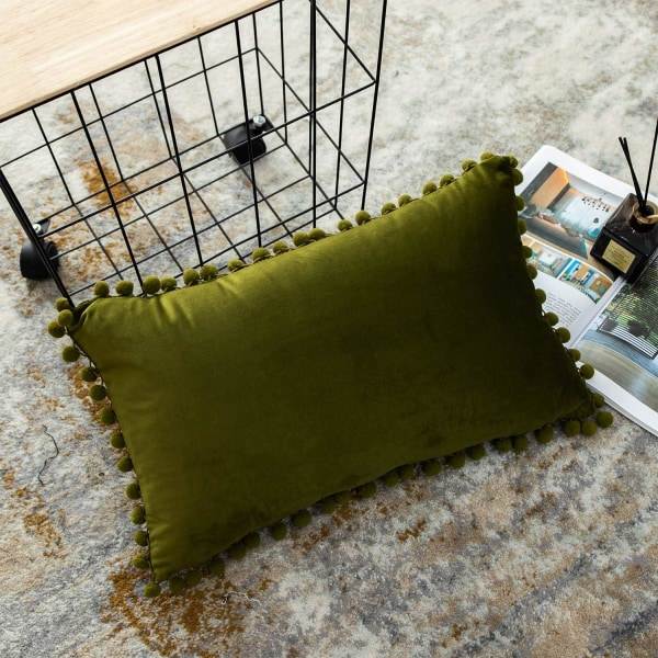IC Dekorativt putetrekk for rygg, pakke med 2 myke trekk for sofa i soverommet, 12x20 tommer, olivengrønn