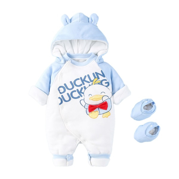 IC Nyfødt Babytøj Efterår & Vinter Onesie i Bomuld - Blå