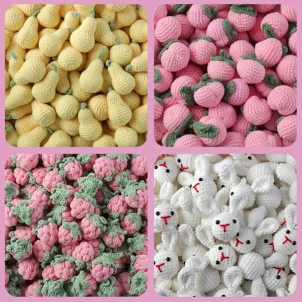 Wool Hand Crocheted Fruit Charms Pendant For Keychain Craft Accessories 12 -3cm 20pcs 12 -3cm 20pcs