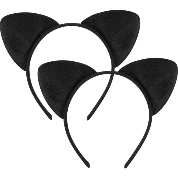 Kattöron Pannband Djurtröjor Katttyg-hårband for utklädnadsdekoration Tillbehör, 2 förpackningar (svart)