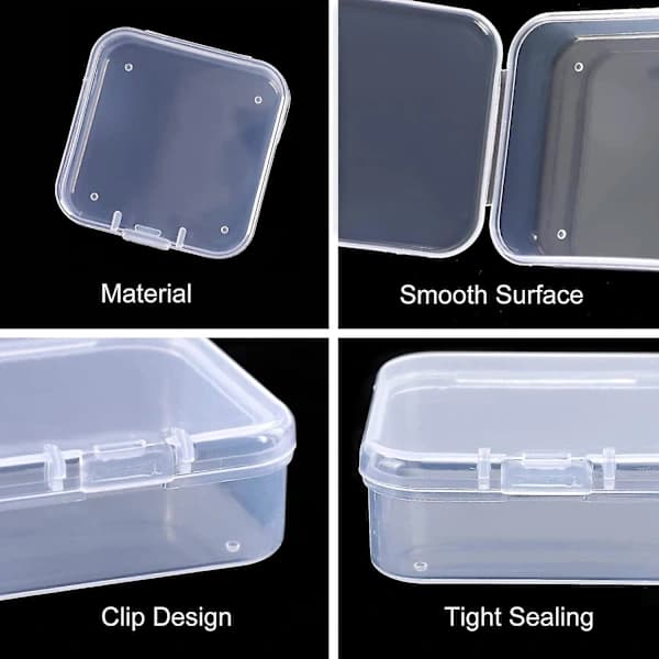 40-pack Clear Plastic Storage Boxes with Hinged Lids for Small Items, Diamond, B-xx