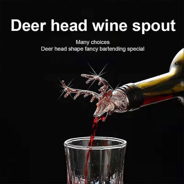 Hjortehode Vinhellerstopper Flaske Tut i Sinklegering for Barer, Restauranter og Hjemmefester Gull Golden Deer Head