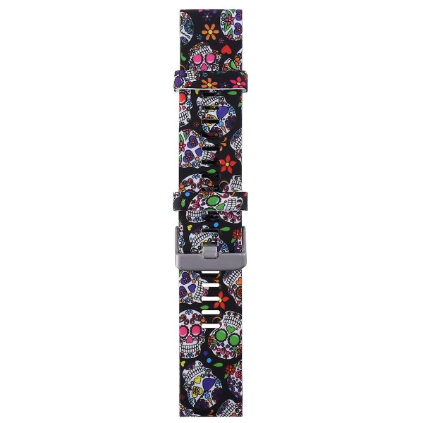 Hurtig frigivelse urrem i silikone kompatibel med Garmin Fenix 5 Plus / Instinct / Forerunner 935 945 - Farverig kranium Farverig 21X2.2CM