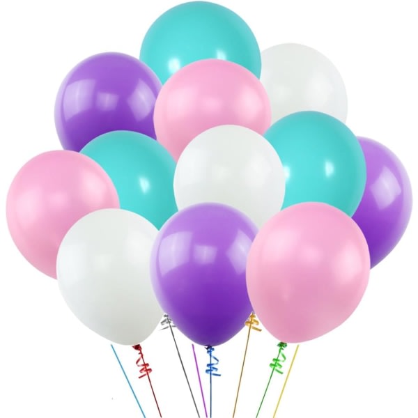 IC 100 ST Enhörningsballonger, Vit Lila Rosa Blå Blandade Latexballonger för Enhörning Sjöjungfru Bröllop Baby Shower Födelsedagsfest