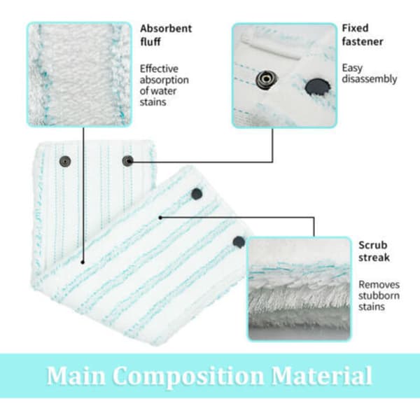 Erstatningsmoppeputer, mikrofibermoppeputer for Leifheit Clean Twist M Micro Duo moppehoder, klut, 3 stk