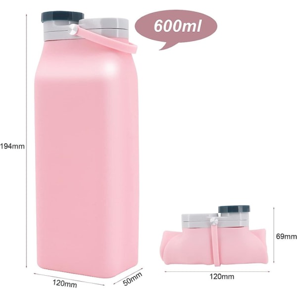 IC Mjölkflaska Typ Silikon Hopfällbar vattenflaska 600ml 600ml